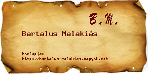 Bartalus Malakiás névjegykártya